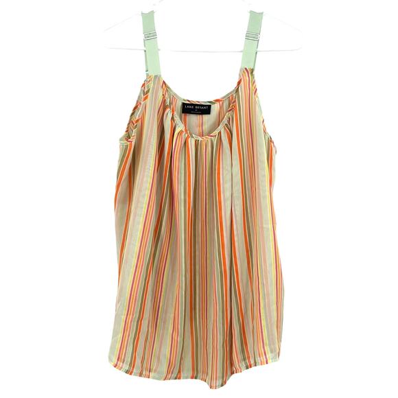 Lane Bryant Size 20 Tank Top Shirt‎ Blouse Striped Blue Orange Yellow Pink - Picture 1 of 5